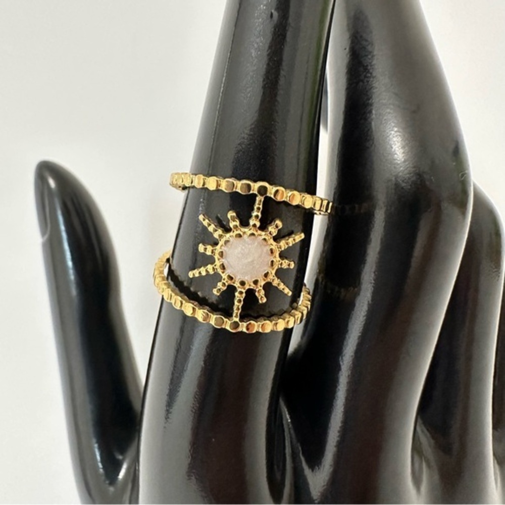 18K Gold Plated Sun Geometric Open Ring‎